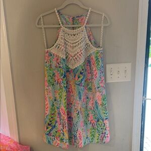 Colorful Sleeveless Dress with Crochet Detail